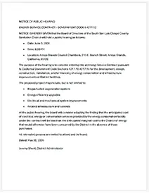 Public Notice for Energy Service Contract